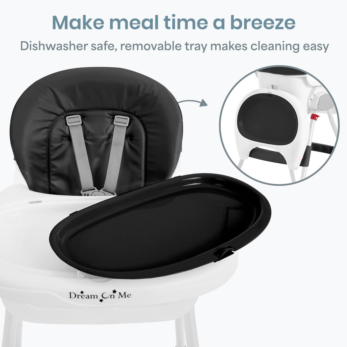 Dream On Me TableTalk - Silla alta convertible 2 en 1, arnés de 5 p...
