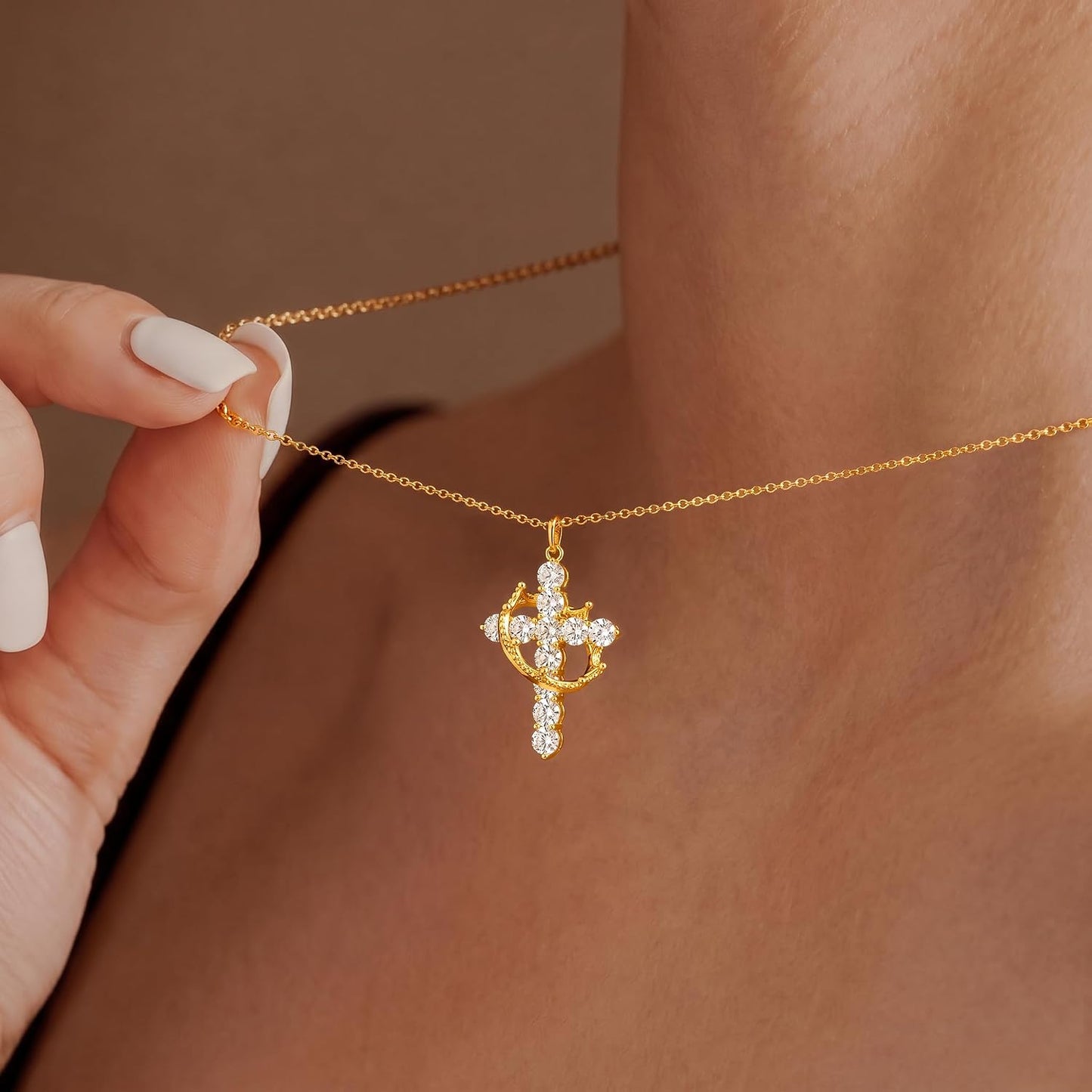 NECOCY Regalos de Pascua, collares mejorados con cruz de corona par...