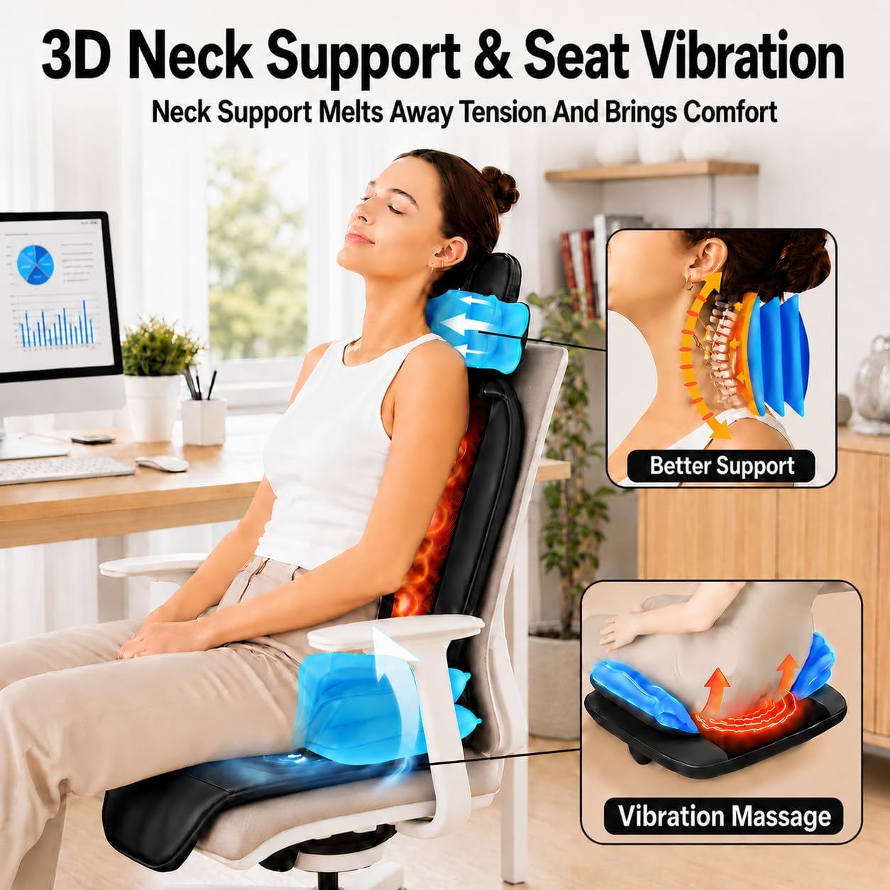 comrelax Shiatsu - Masajeador de espalda con calor, almohadilla par...