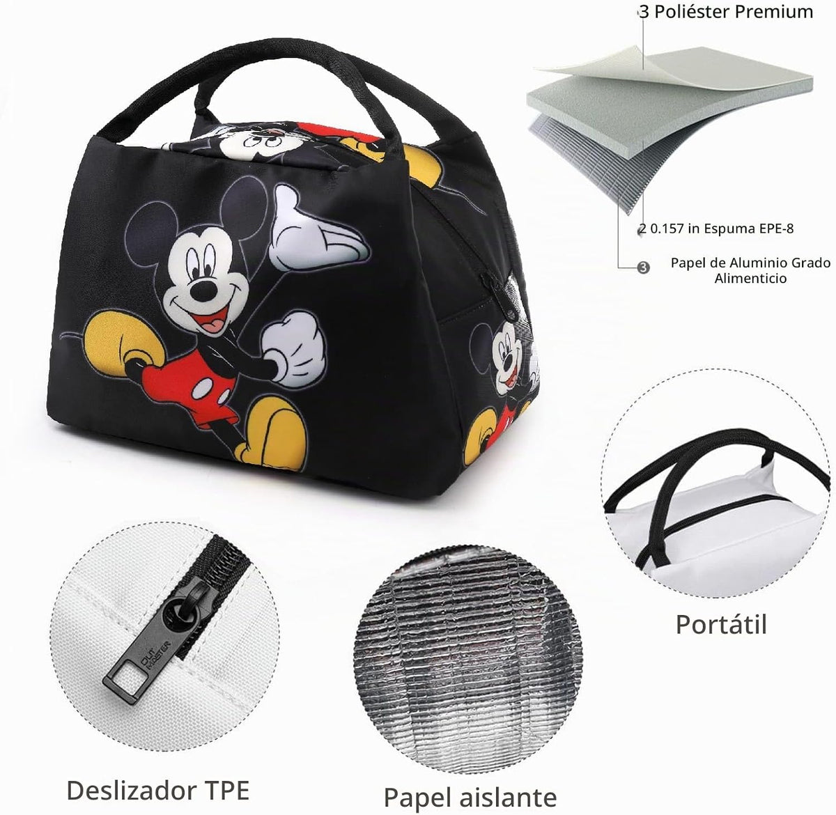 Bolsa de almuerzo de anime para mujer, hielera aislada, bonita lonc...
