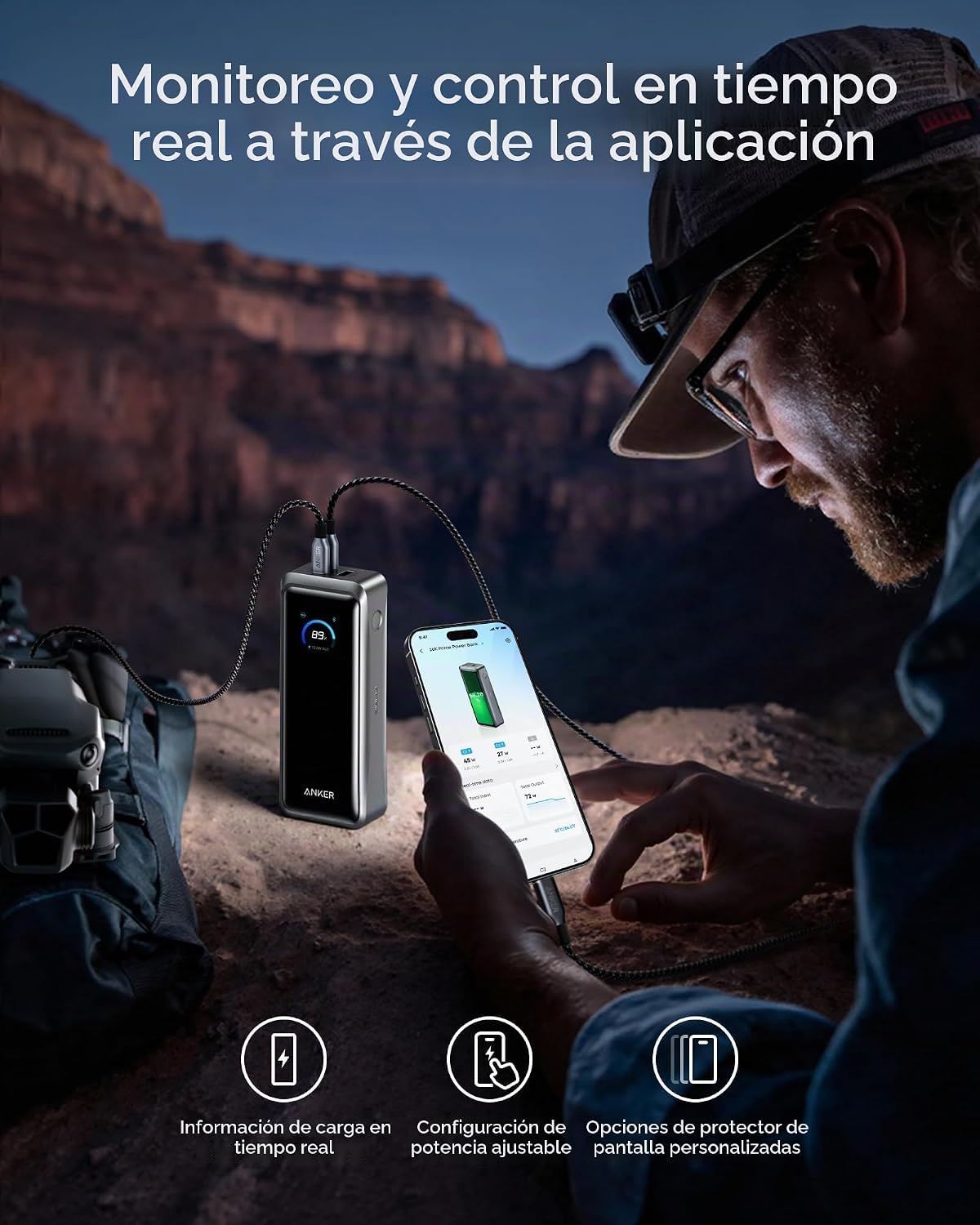 Anker Prime Power Bank, banco de energía portátil de 3 puertos de 2...