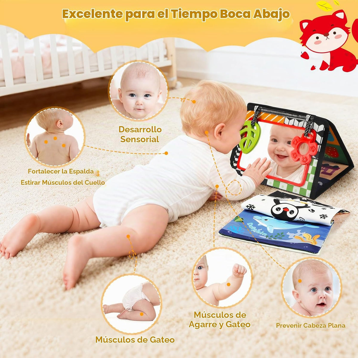BBWOO Juego de Tiempo de Barriga - Paños de Contraste Alto en Negro...