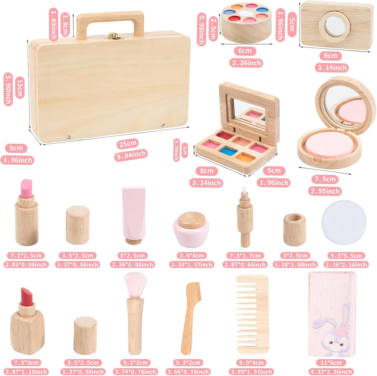 Juego de tocador de madera para niñas, salón de belleza con espejo...