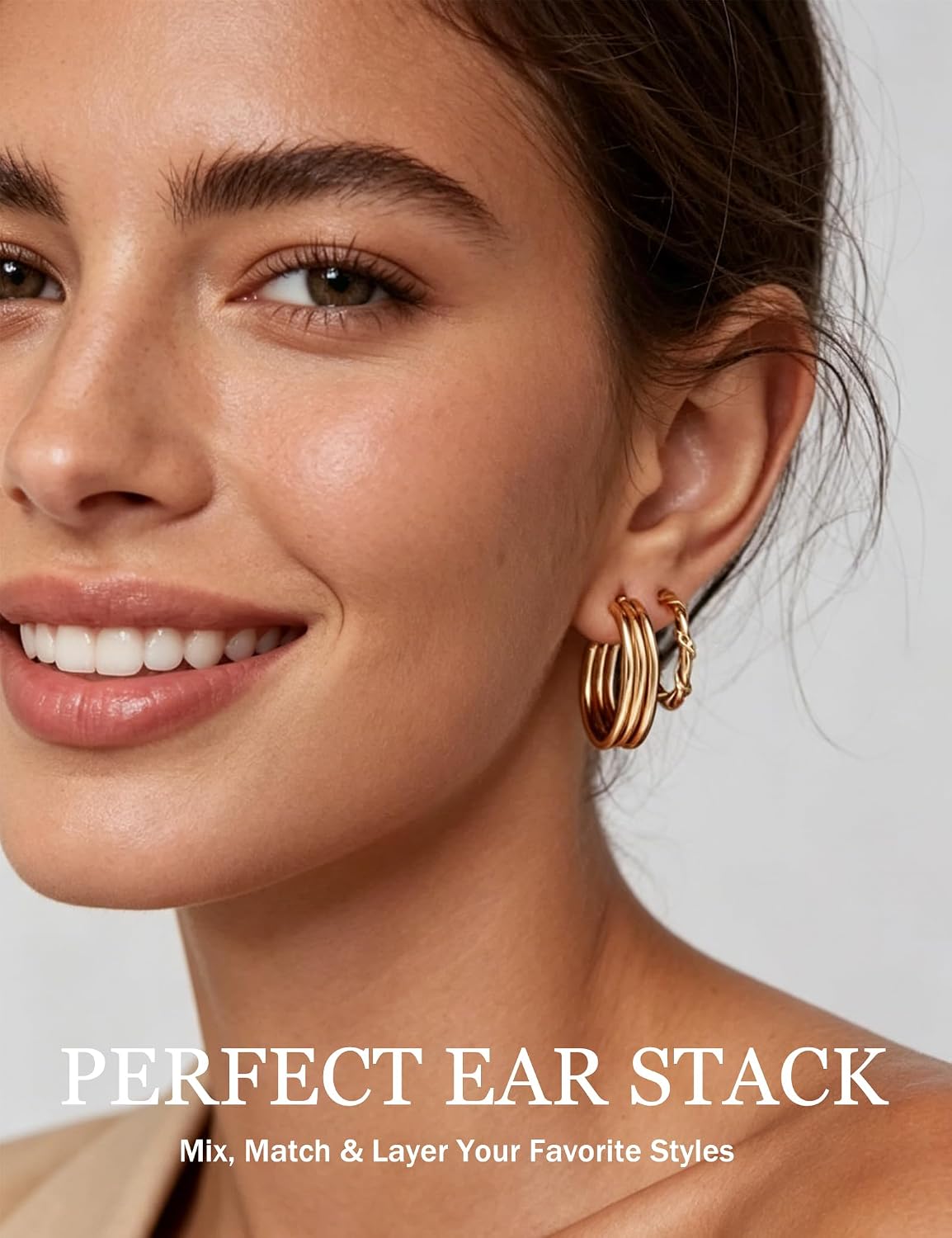 Conjunto de Aretes de Aro Dorados para Mujeres, 18 Pares Hipoalergé...