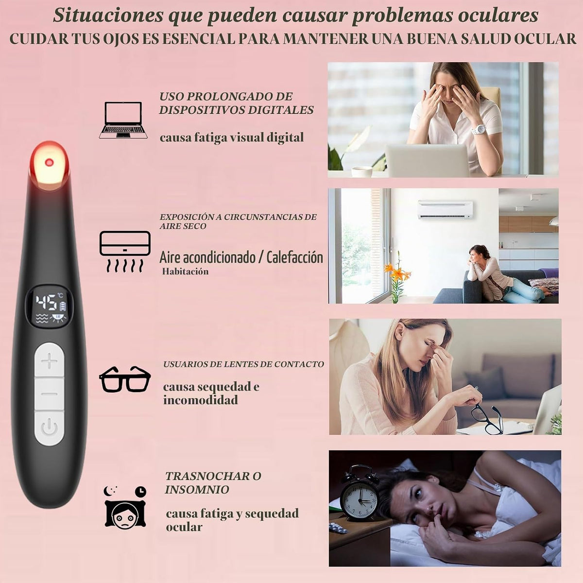 Vowleike Varita de levantamiento de ojos, 3 en 1 vibrante 98°F a 11...