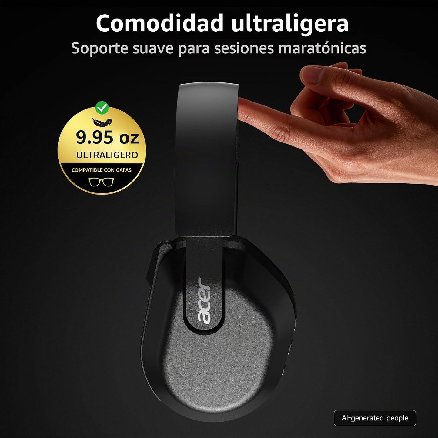 Auriculares inalámbricos para juegos Acer para PS5, PC, micrófono a...