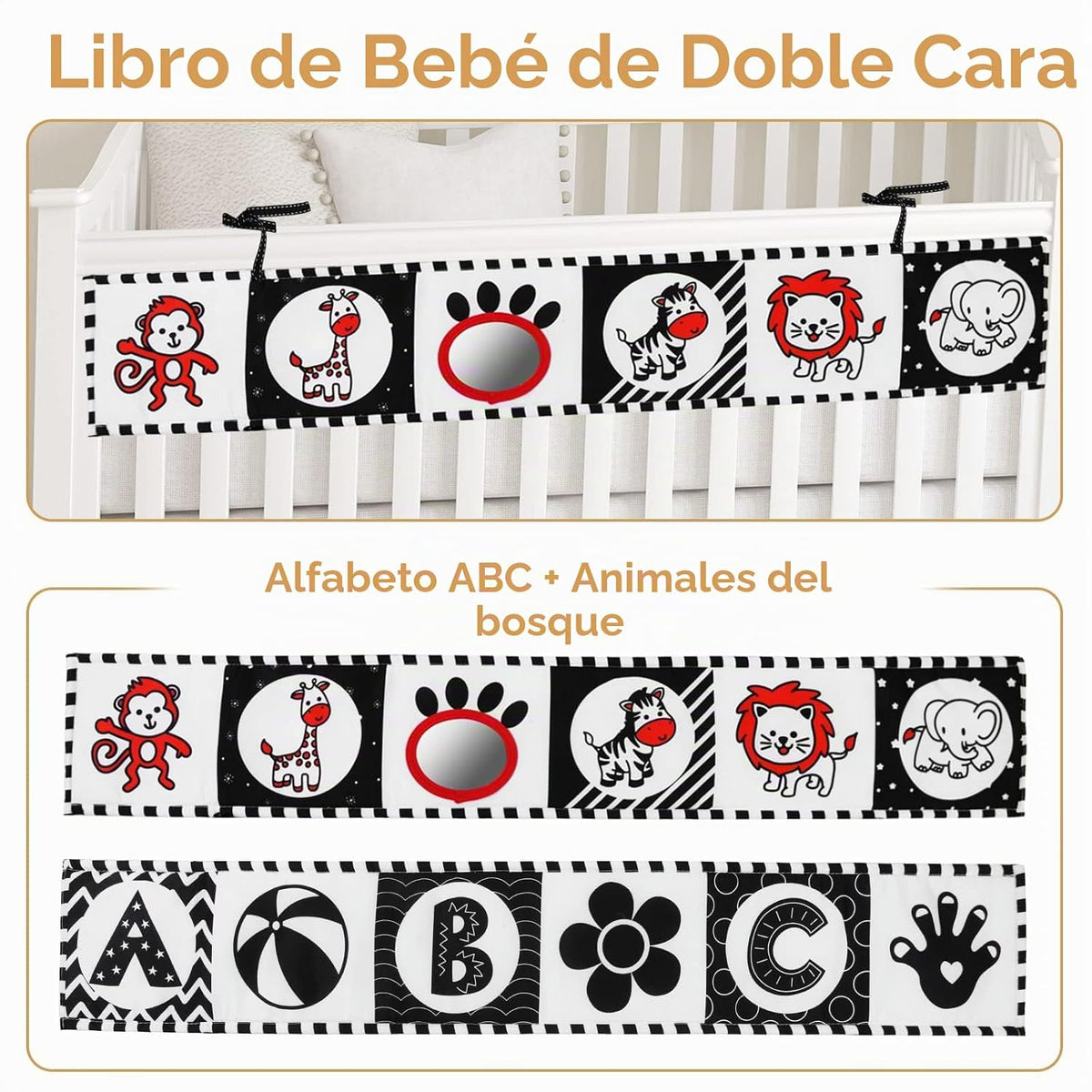 Vicloon Juguetes blancos y negros del bebé, libro del bebé del alto...