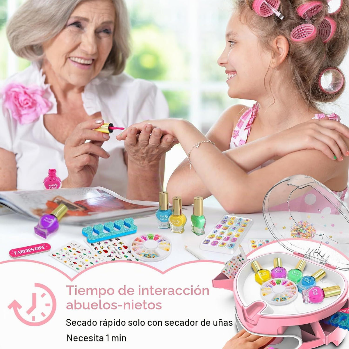 Ylovetoys Juego de esmaltes de uñas para niñas, salón de uñas para...