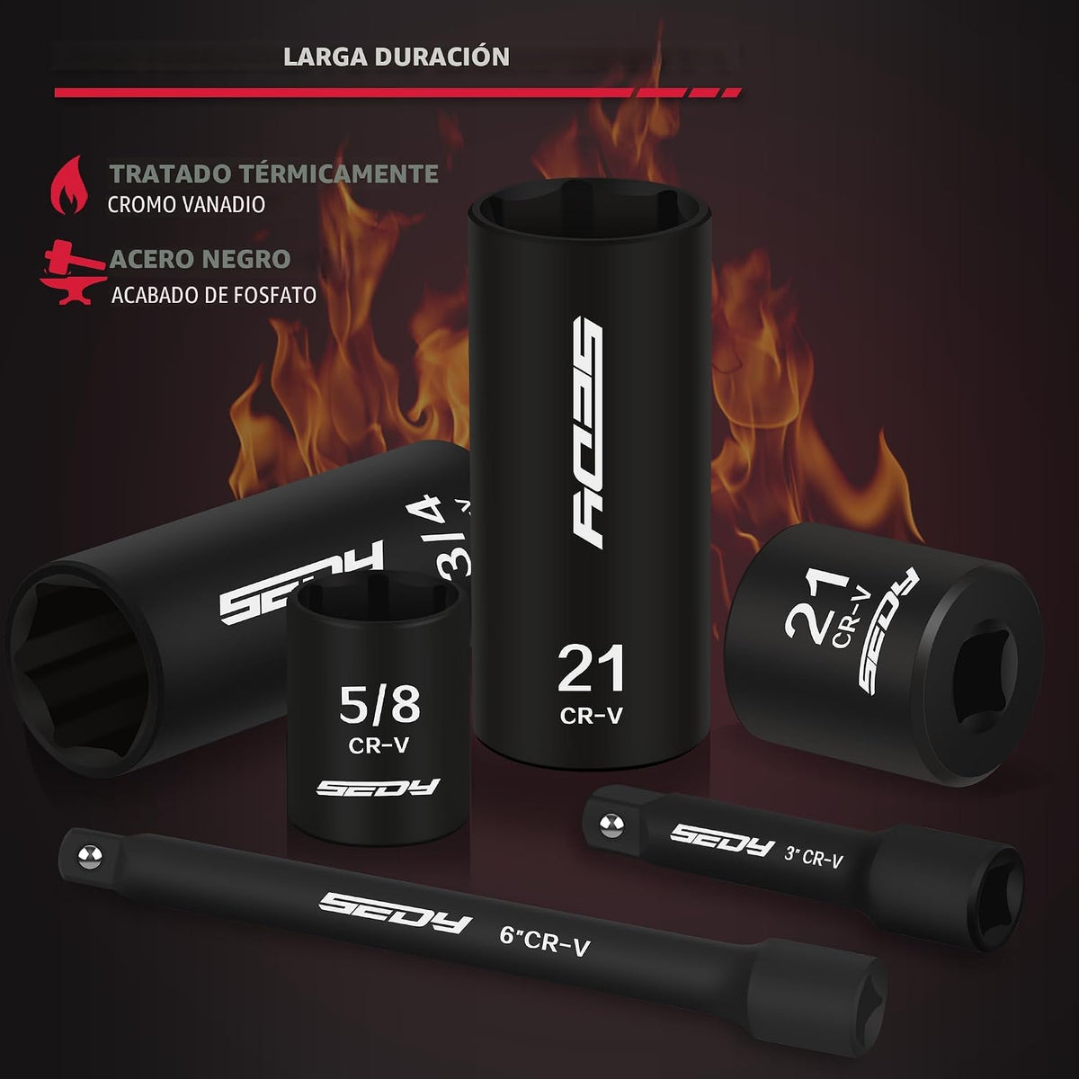 Juego de llaves de vaso de impacto de 3\/8" - 49 piezas SAE (5\...