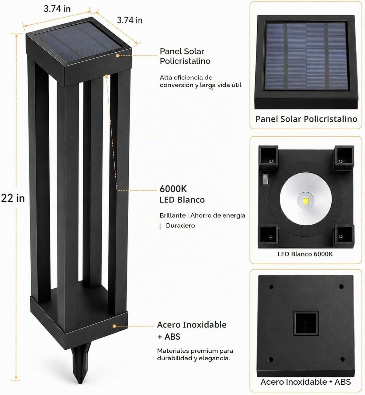 Lapsnail Lámparas solares de pie para exteriores, lámpara de pie de...