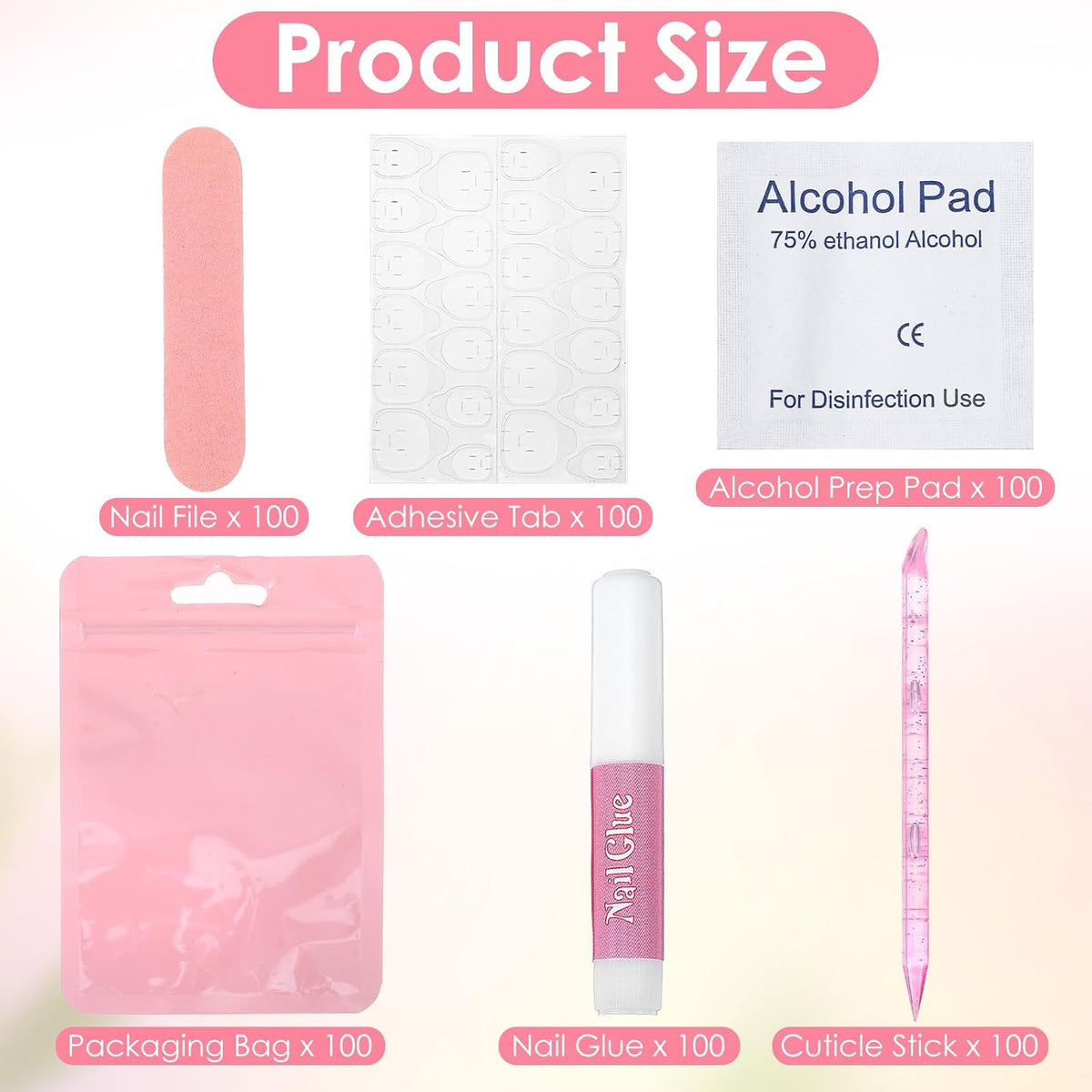 Kit de herramientas para uñas de 100 piezas, color rosa, para empre...