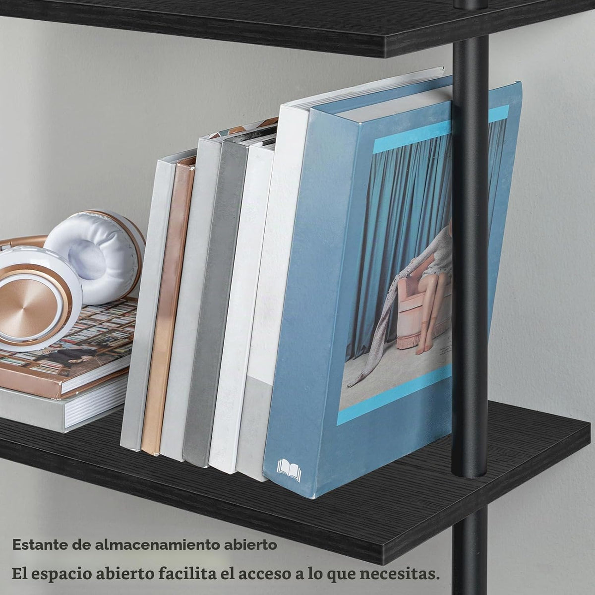 HOOBRO Estantería de escalera DIY, estantería de 6 niveles de mader...