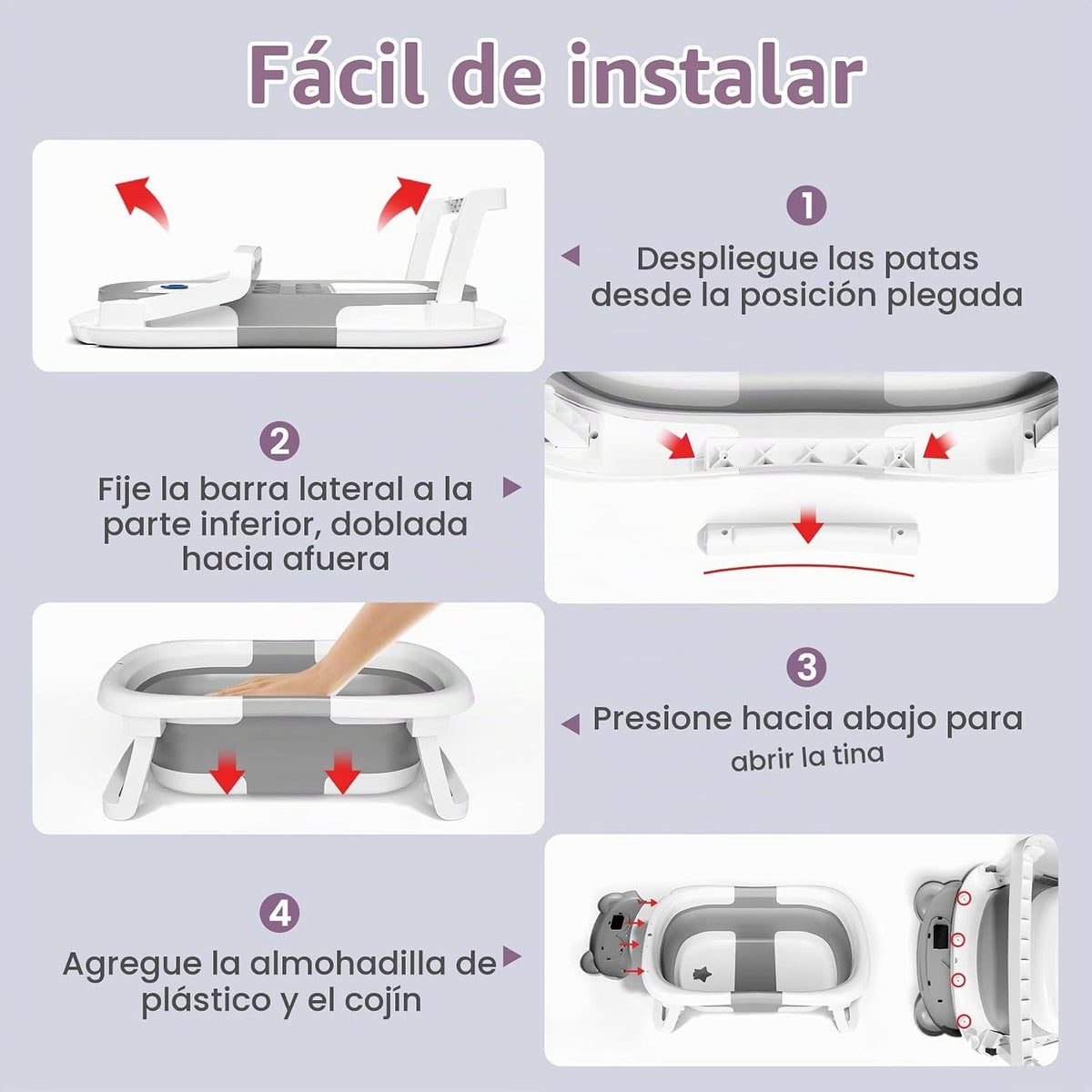 Kerbwry Bañera plegable para bebés recién nacidos y niños pequeños...