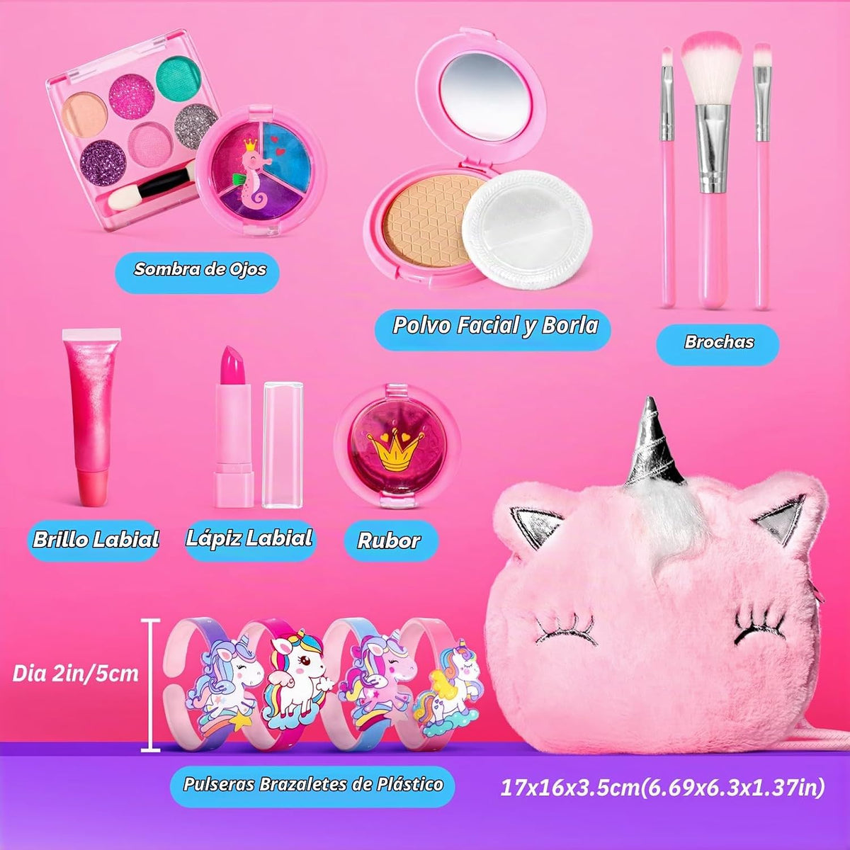 ULOVEME Kit de maquillaje real para niñas pequeñas - juguete de maq...