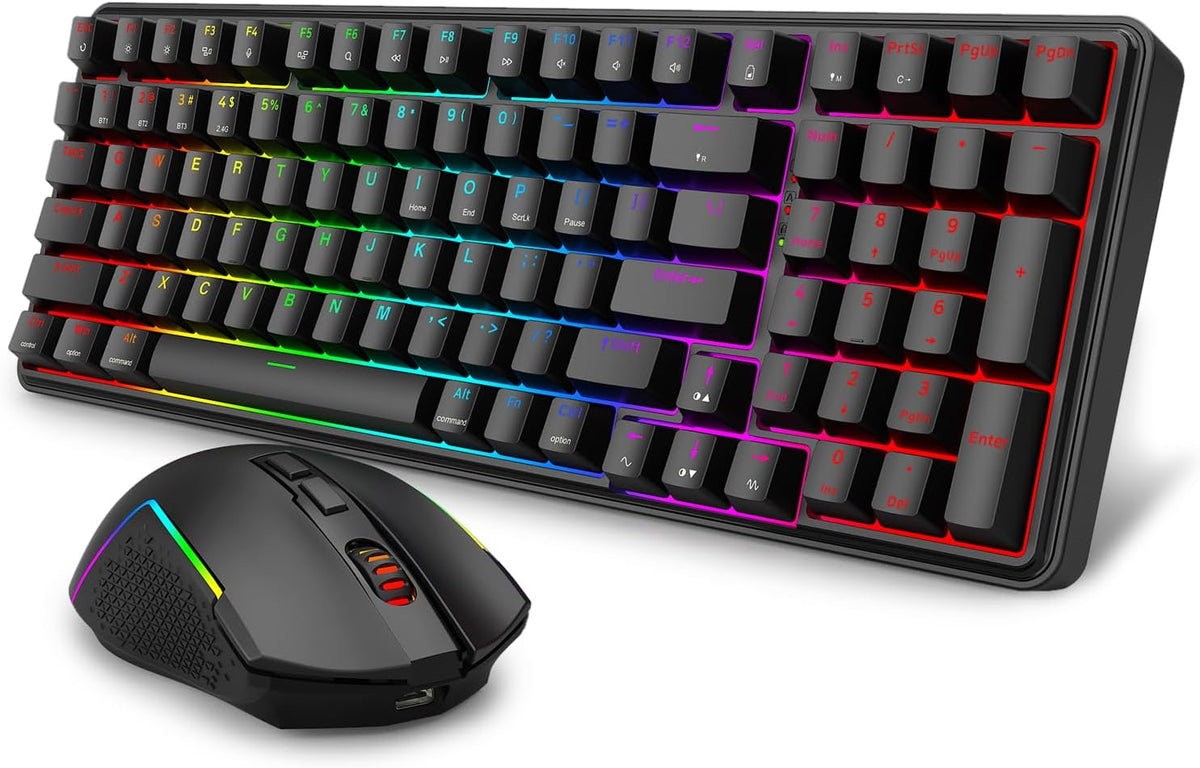 Redragon Combo de teclado y mouse para juegos S162 de 3 modos Wilre...