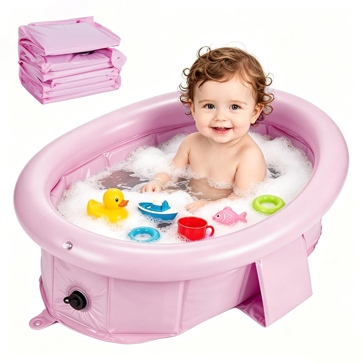 Bañera de bebé para recién nacidos hasta niños pequeños de 1 a 6 añ...