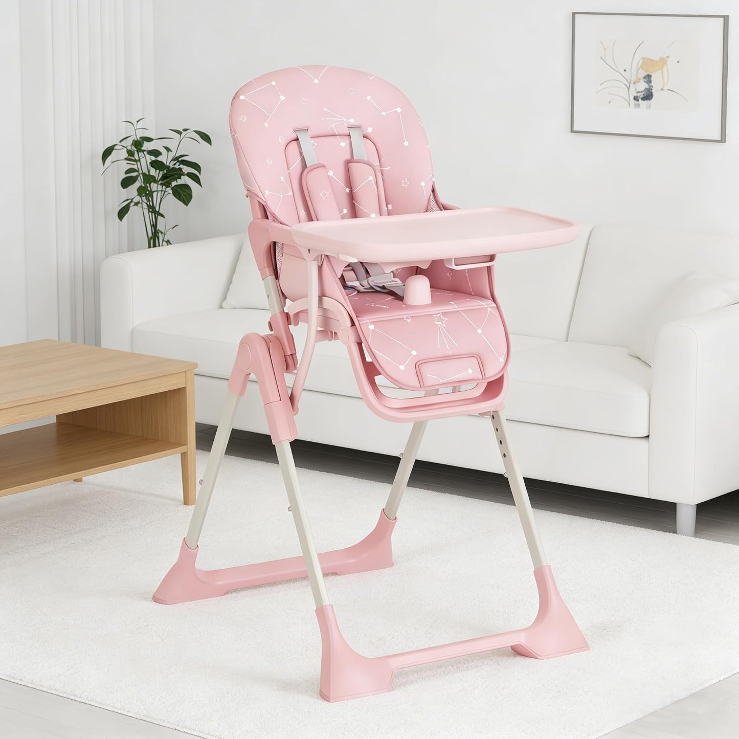 Silla alta para bebé, sillas de alimentación plegables para bebés y...