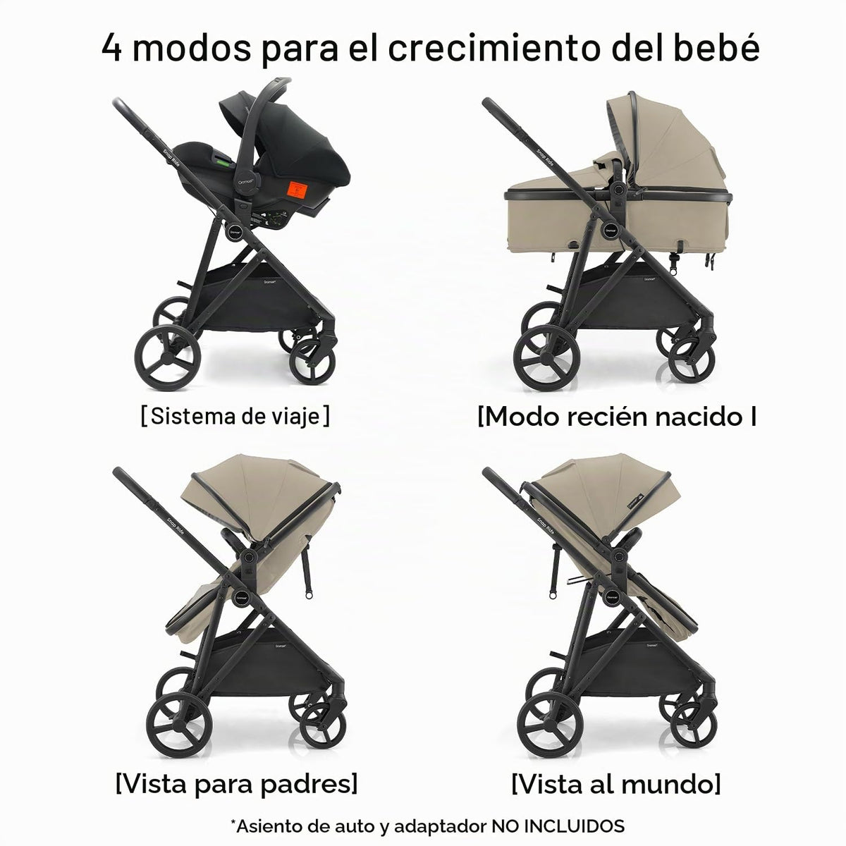 Gromast Cochecito de bebé 3 en 1, cochecito convertible para recién...