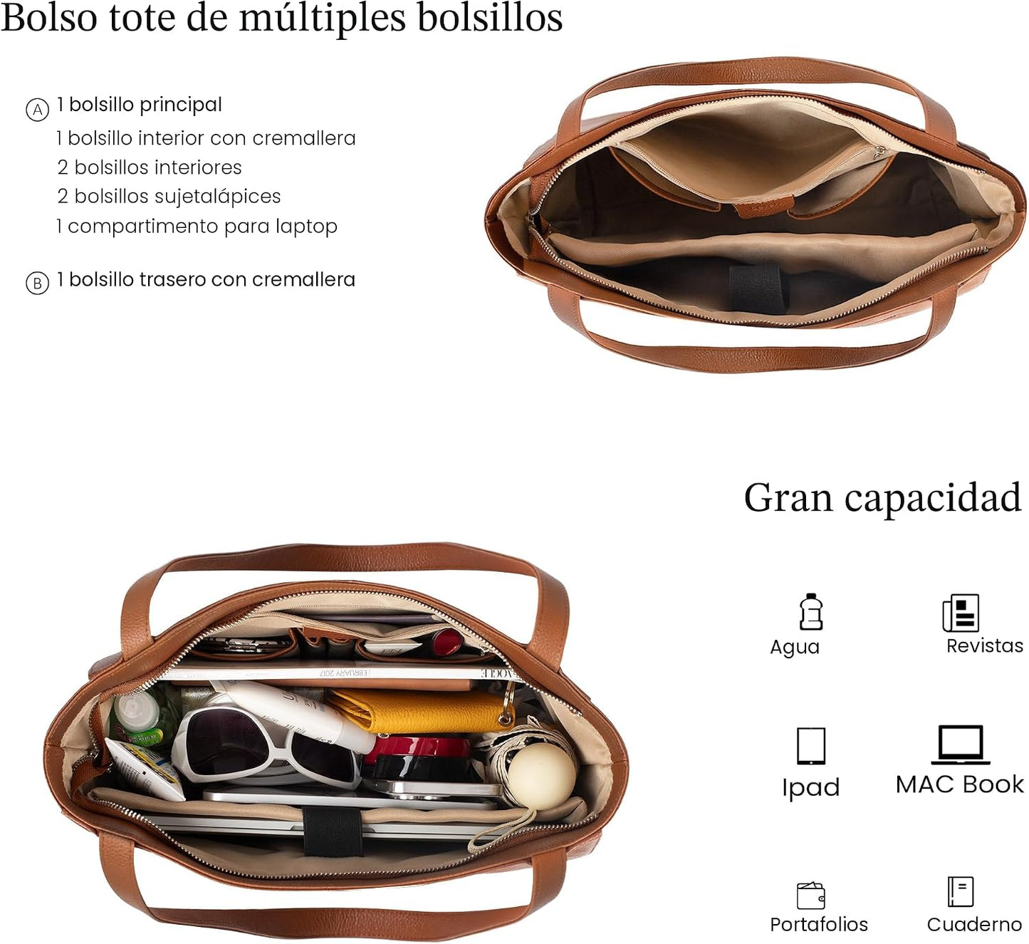 befen Bolso de hombro de cuero genuino para mujer, bolsos de mano d...