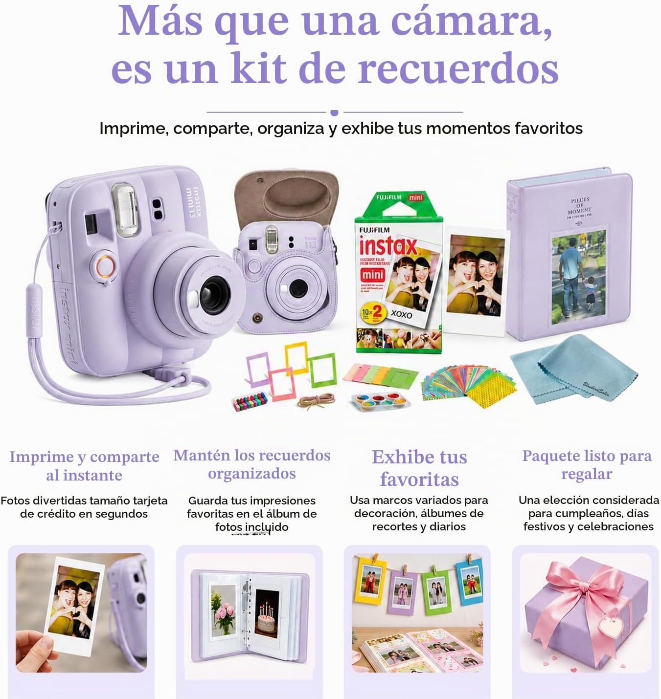 FUJIFILM Instax Mini 13 Dreamy Purple - Paquete de cámara instantán...