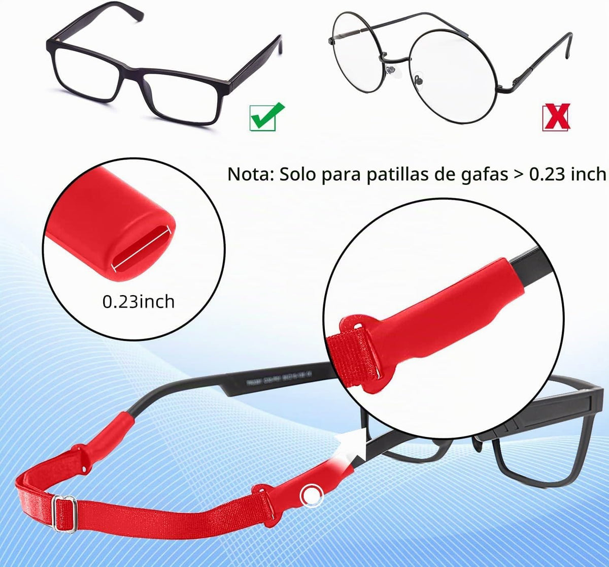 Enenfly Correas ajustables para gafas, paquete de 3 retenedores de...