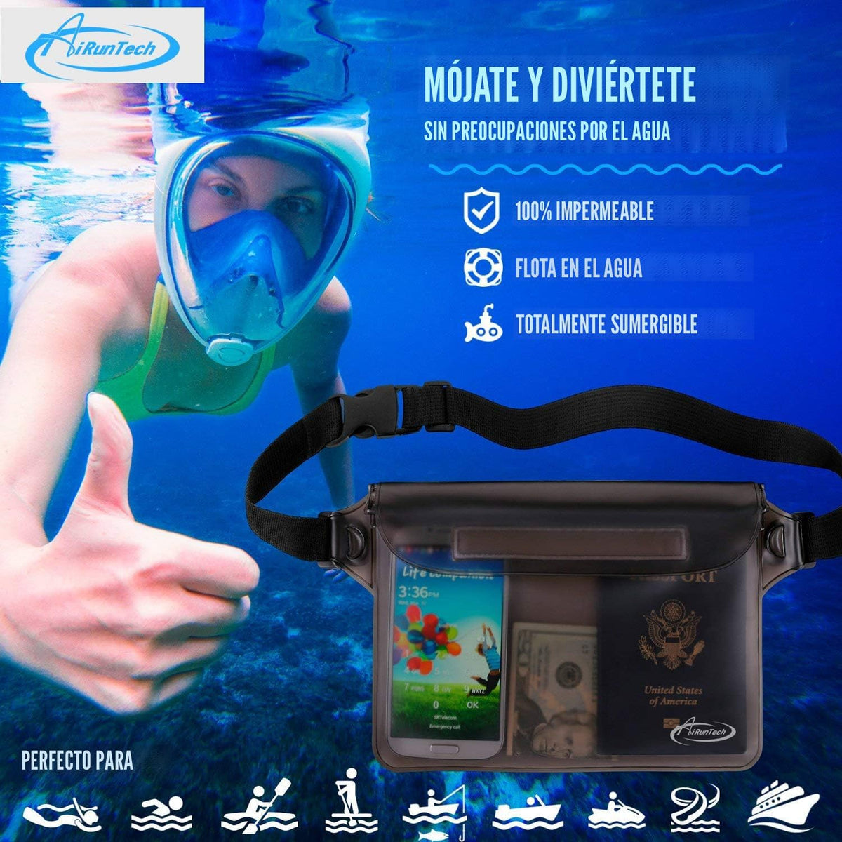 AiRunTech Bolsa impermeable con correa para la cintura (paquete de...