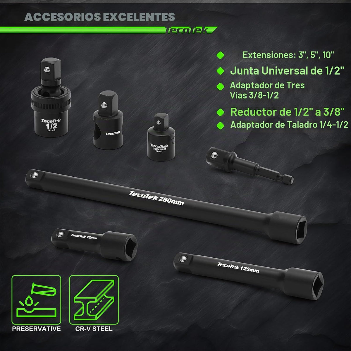 TecoTek Juego de llaves de impacto profundo de 1\/2 pulgada, set de...