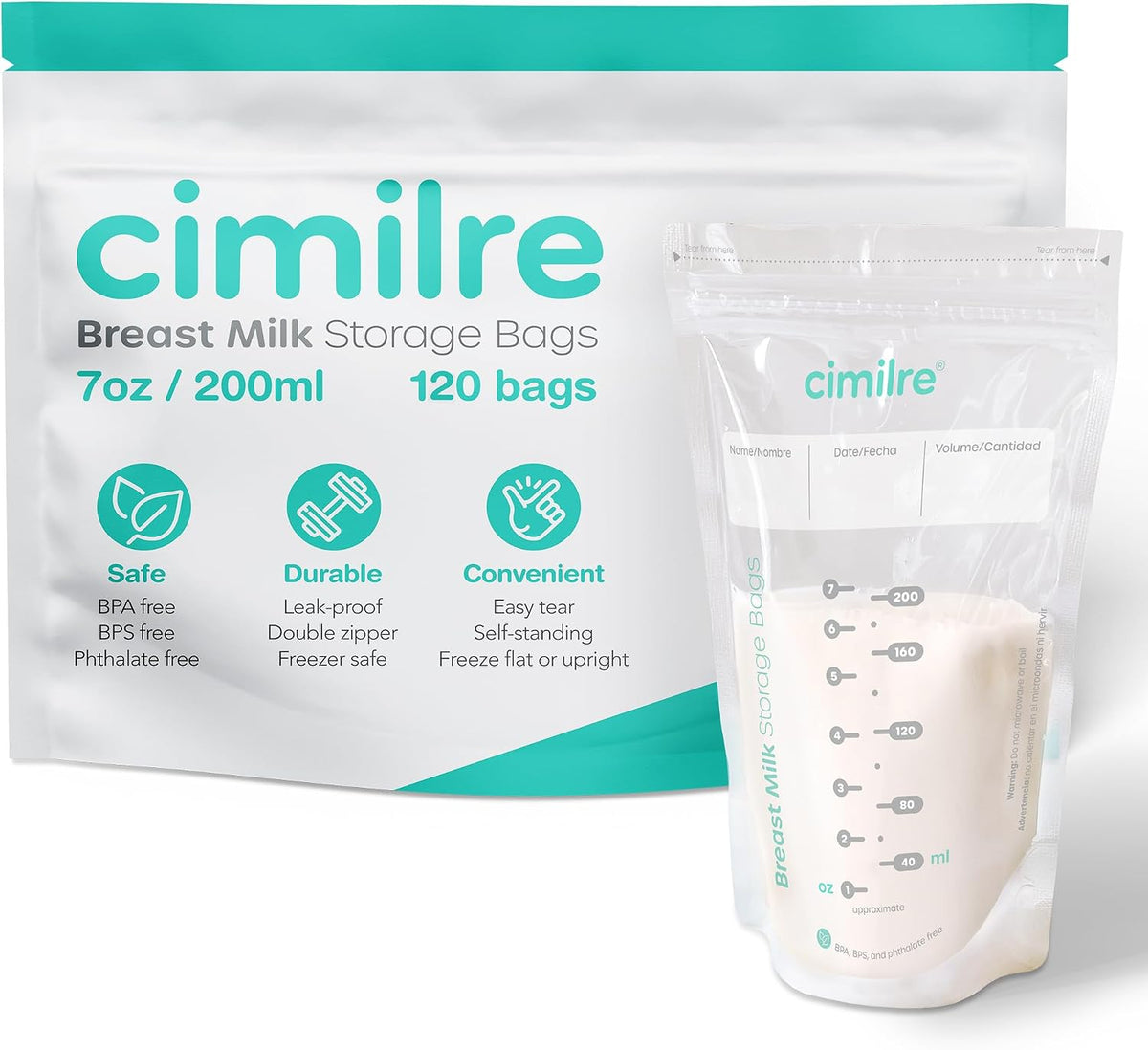 Cimilre S6+ - Paquete de bolsas de almacenamiento de leche materna...