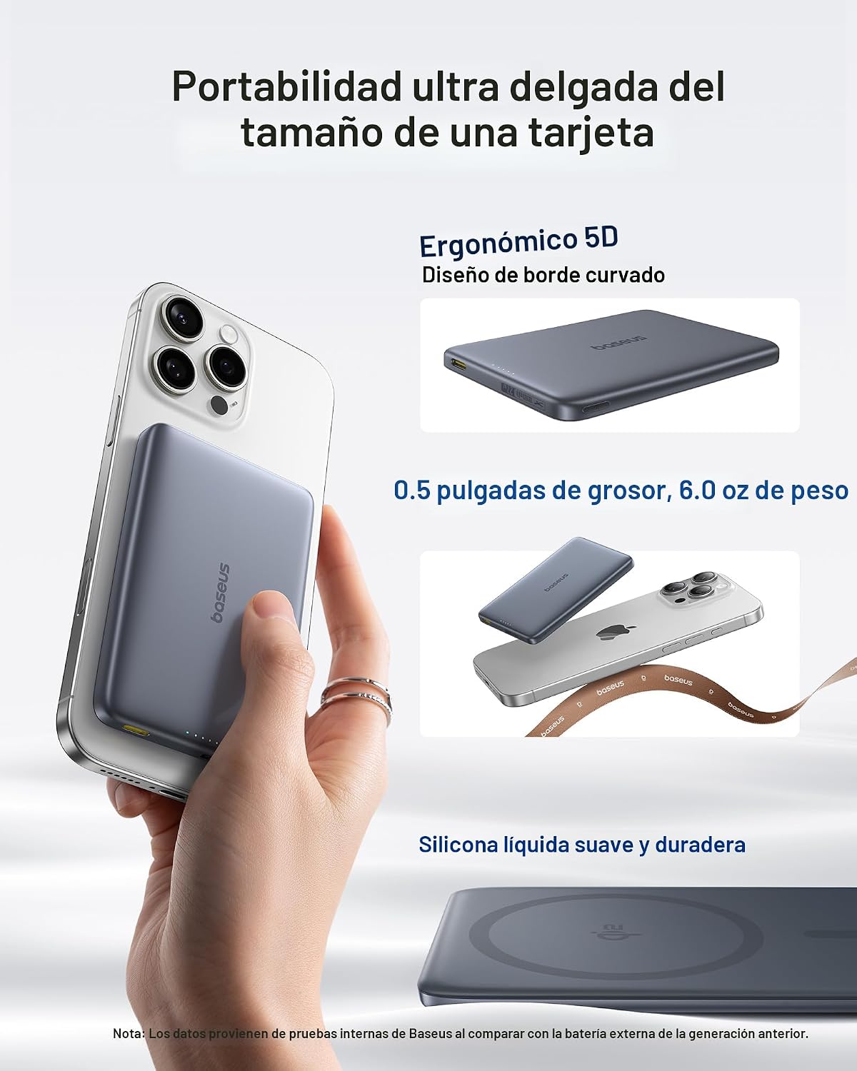 Baseus Picogo Magsafe Cargador Portátil, Qi2 15W 0.5" Ultra Del...