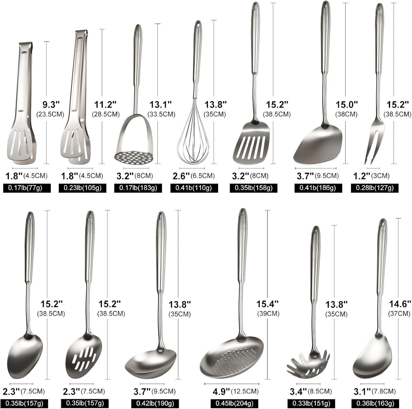 Juego de utensilios de cocina de acero inoxidable 304, 13 piezas de...