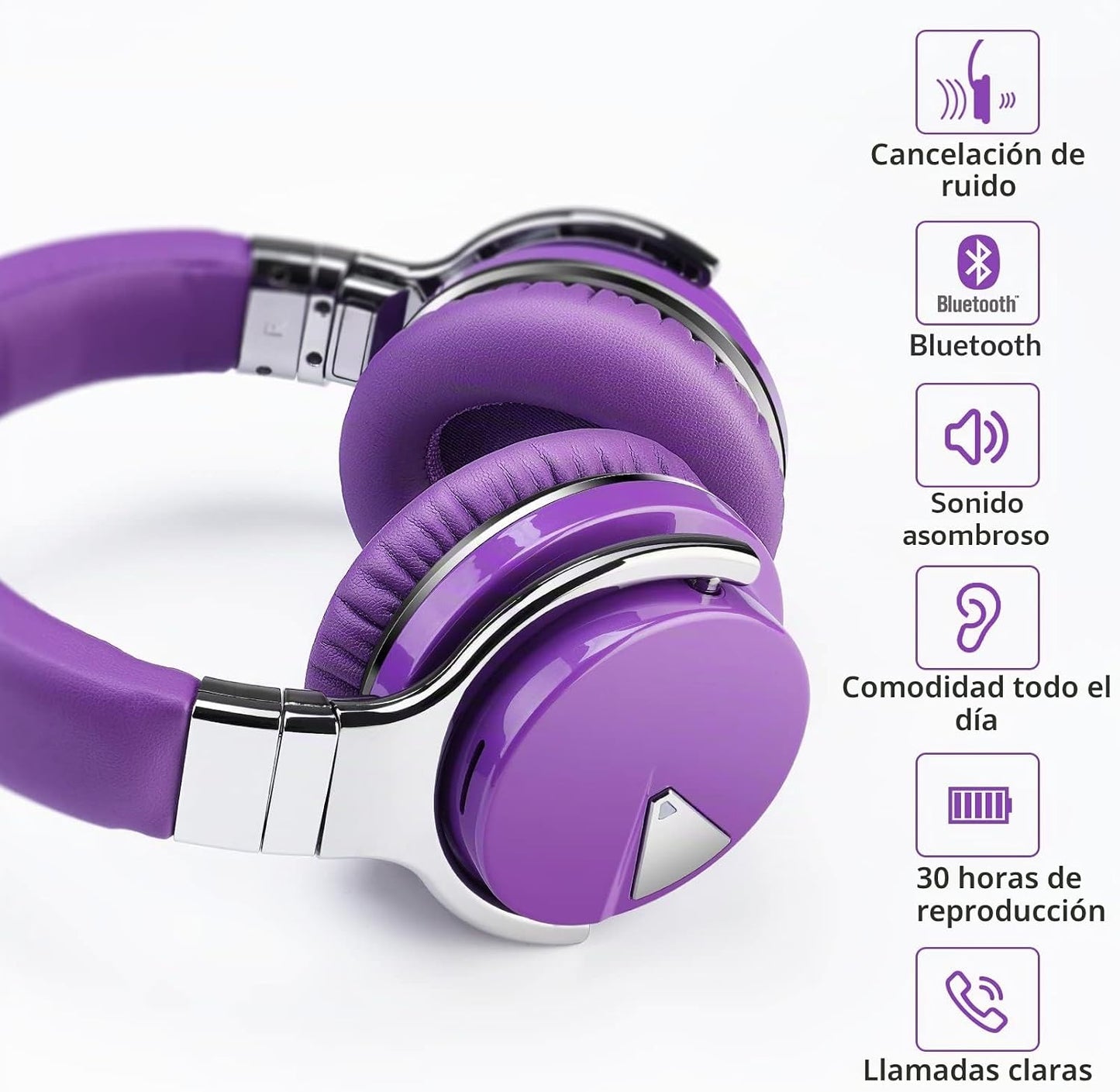 Silensys E7 Auriculares Bluetooth con cancelación activa de ruido c...