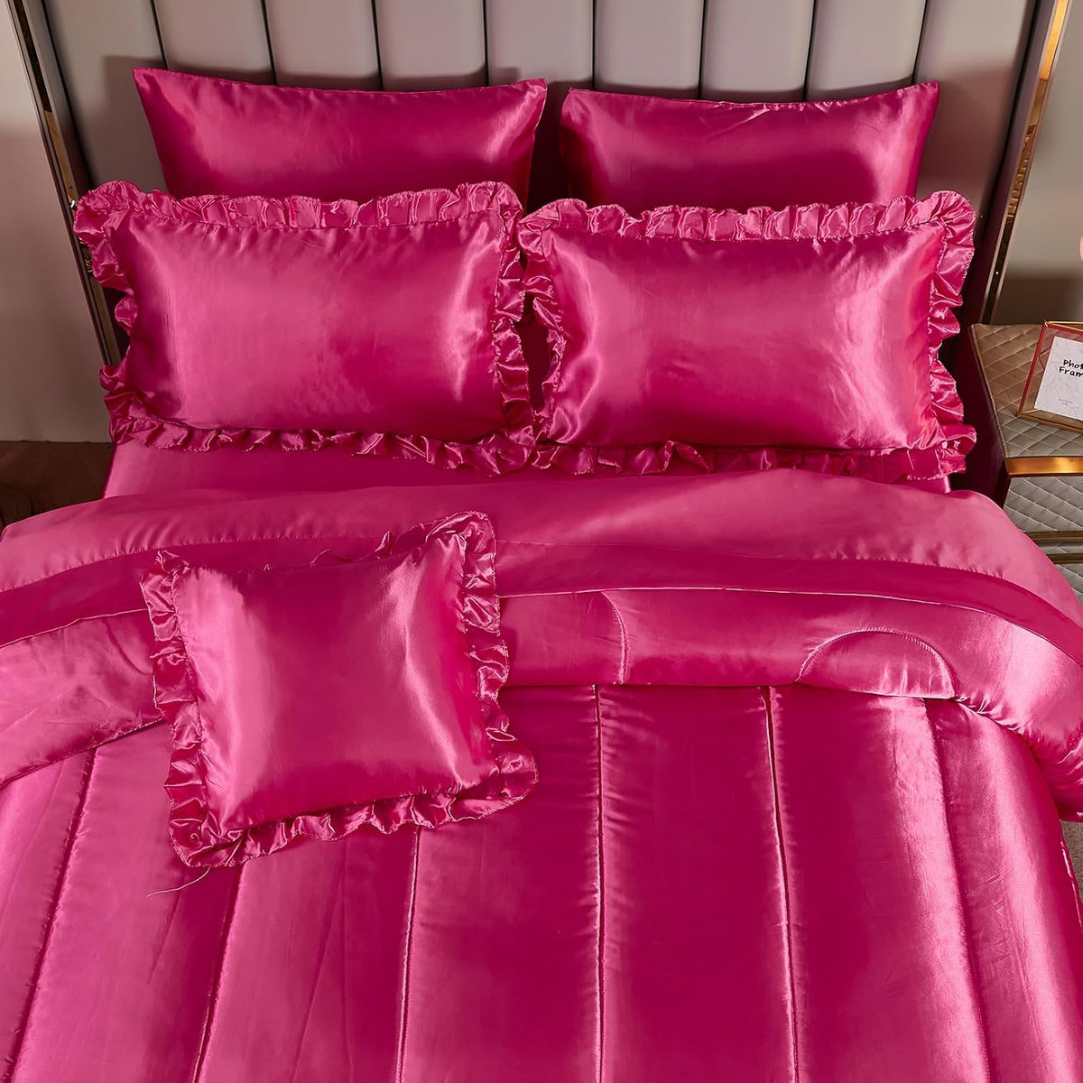 Bedding_Dreamer Juego de cama tamaño queen de satén en una bolsa, j...