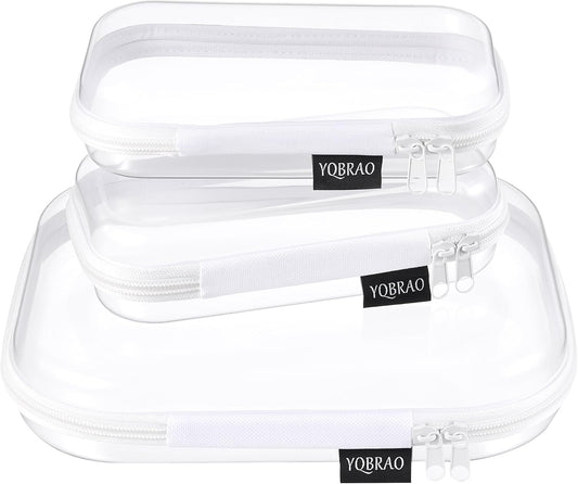 YQBRAO Juego de funda rígida transparente con cremallera de 3 pieza...
