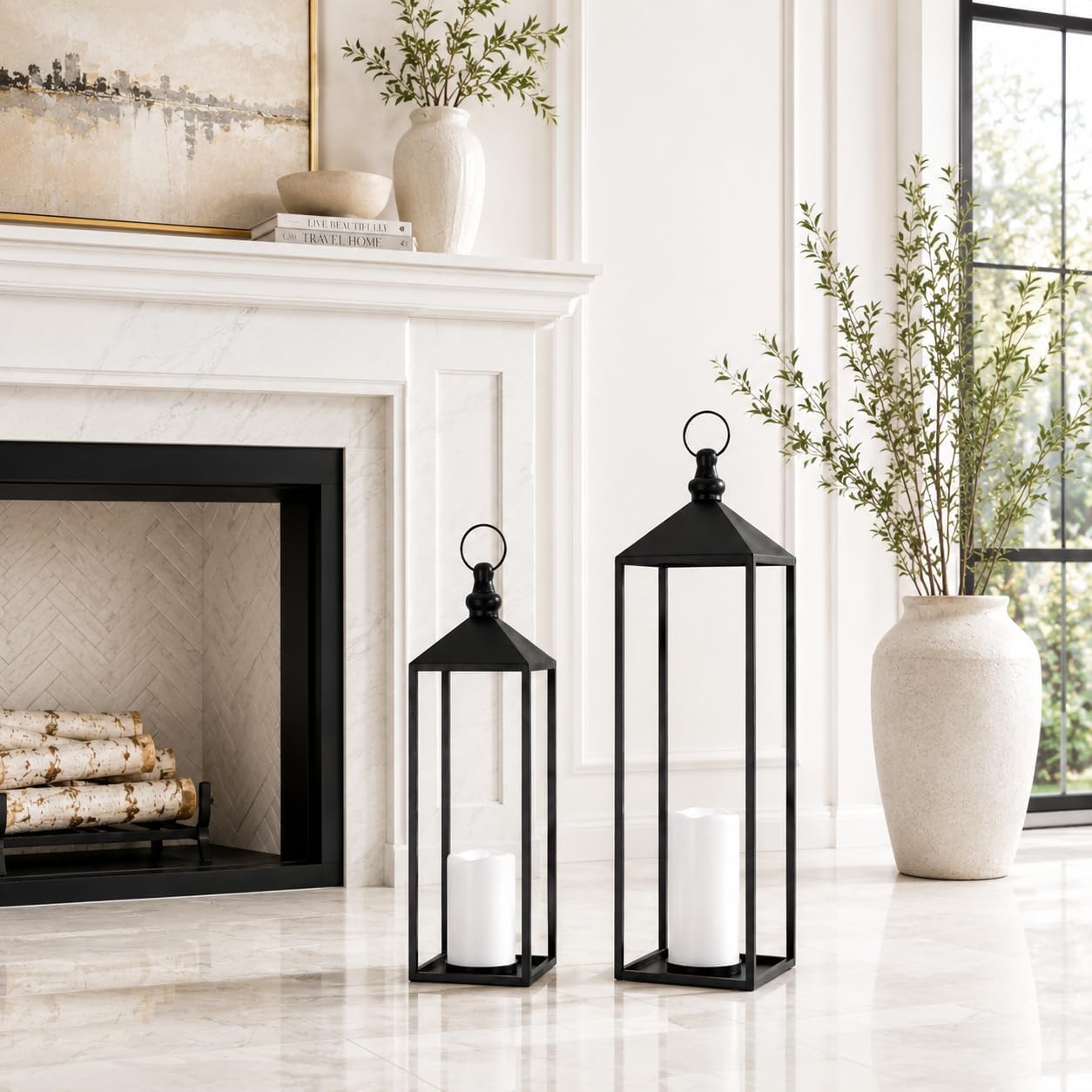 Faroles LED decorativos para interiores y exteriores, juego de faro...