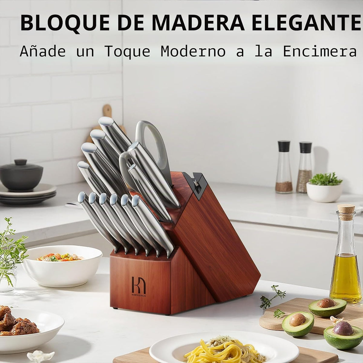 Juego de cuchillos KnifeSaga Premium, juego de 14 piezas de cuchill...