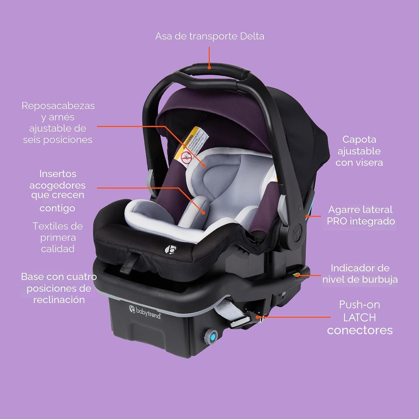 Baby Trend Asiento de automóvil para bebé de elevación segura, Dash...