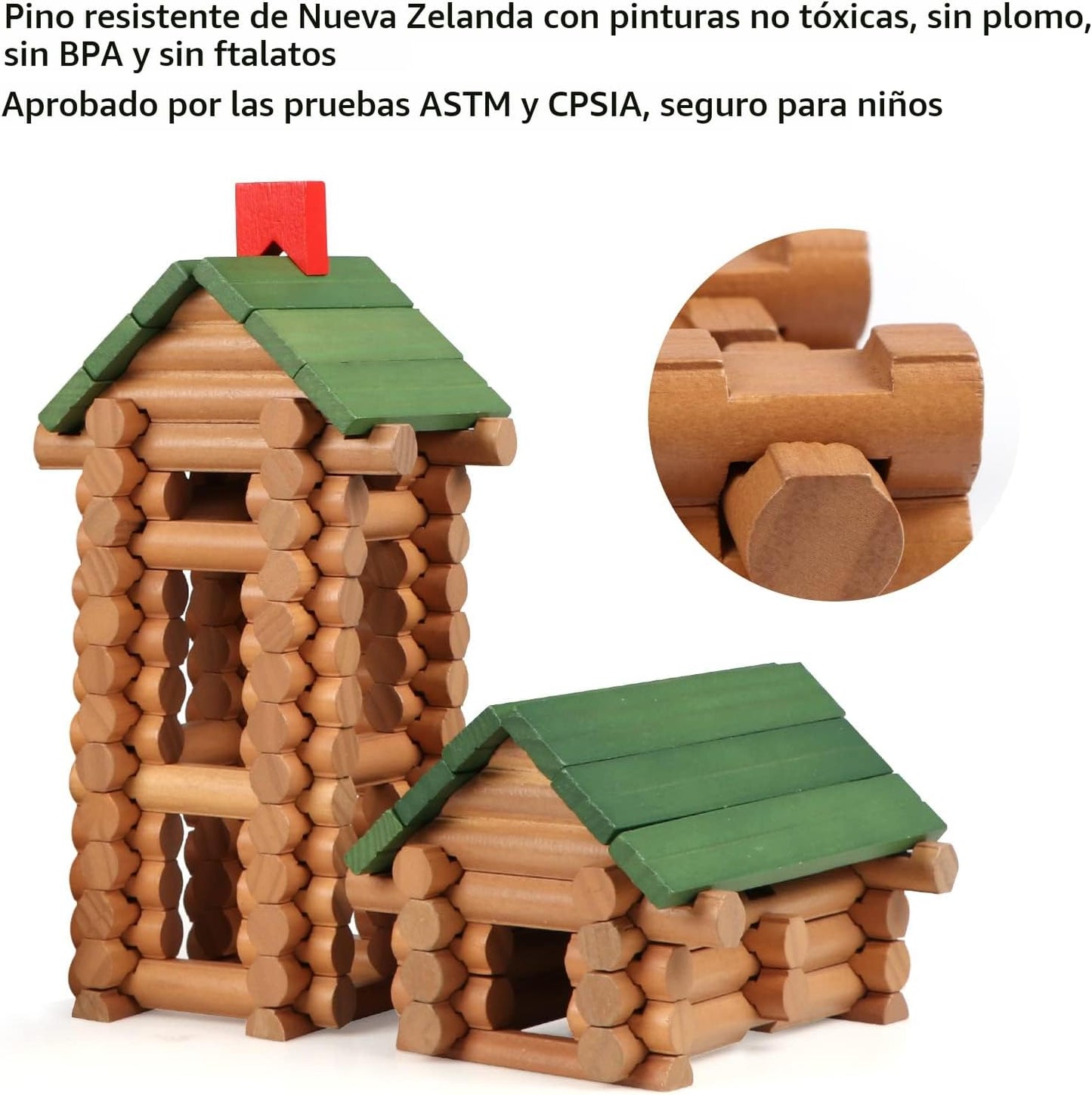 Wondertoys Juego de troncos de madera de 328 piezas a partir de 3 a...