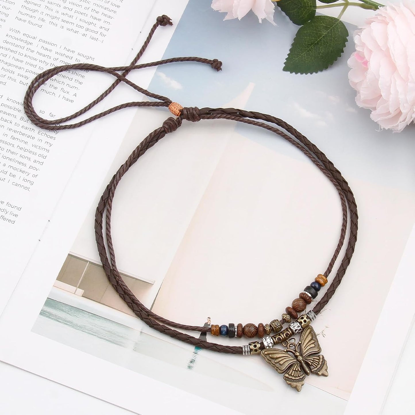 CZMZHFC Collar bohemio para mujer, collares con colgante de maripos...