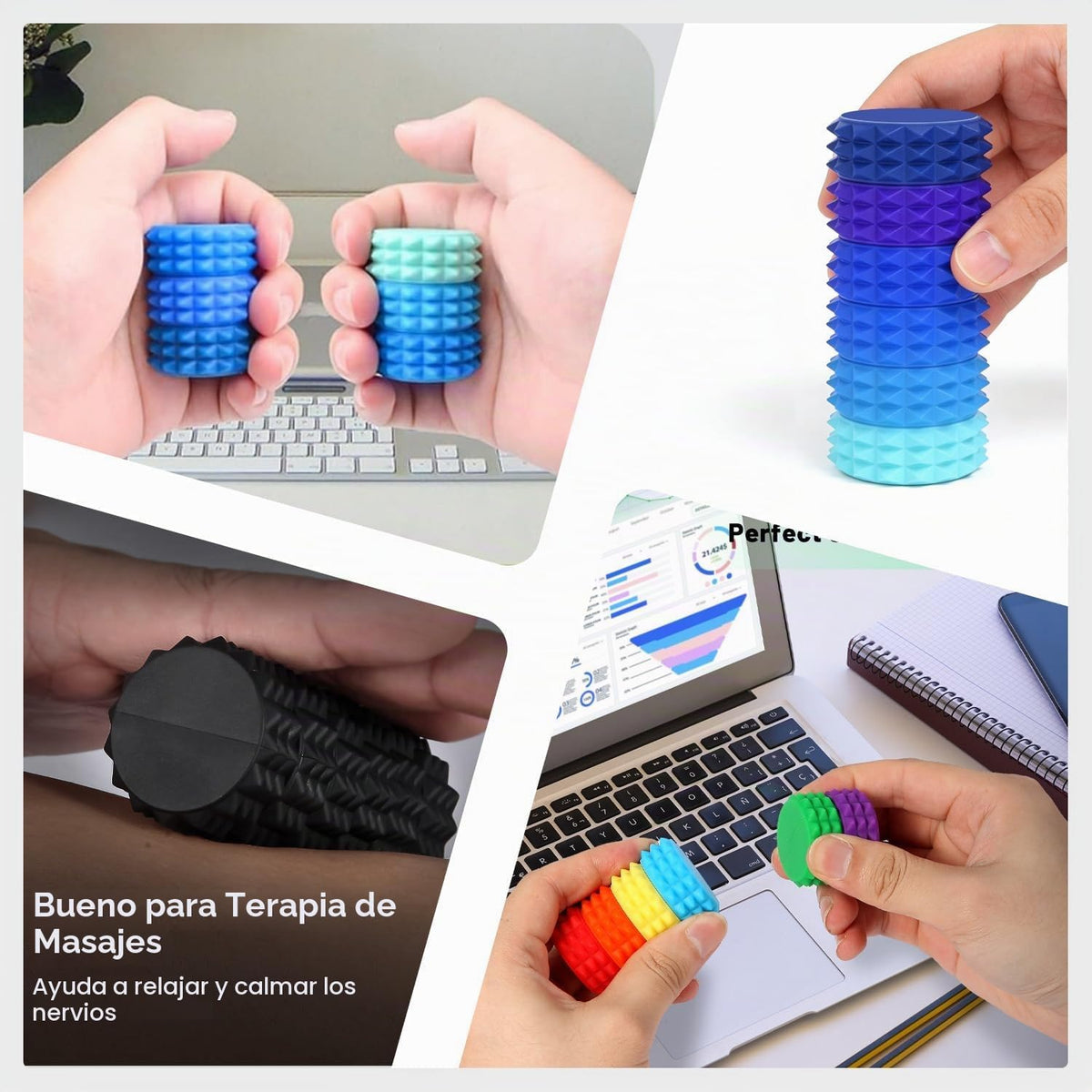Juguetes sensoriales para adultos, paquete de 6 rodillos de masaje...