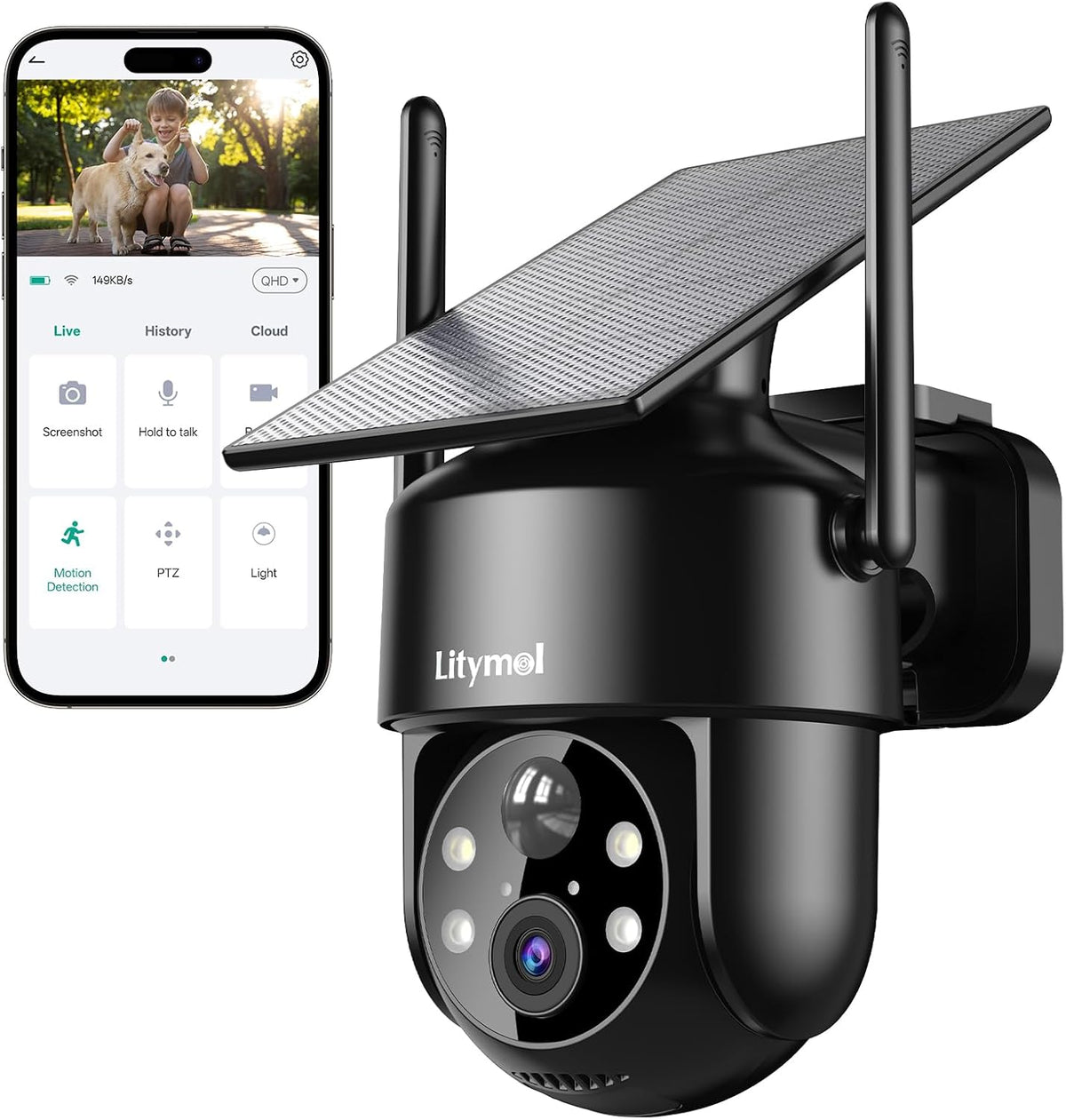 LITYMOL Cámaras de seguridad WiFi 2K 2.4g inalámbricas para exterio...