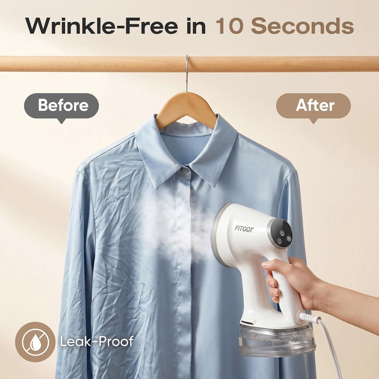 Vaporizador para ropa con tecnología de agarre automático, prensa v...