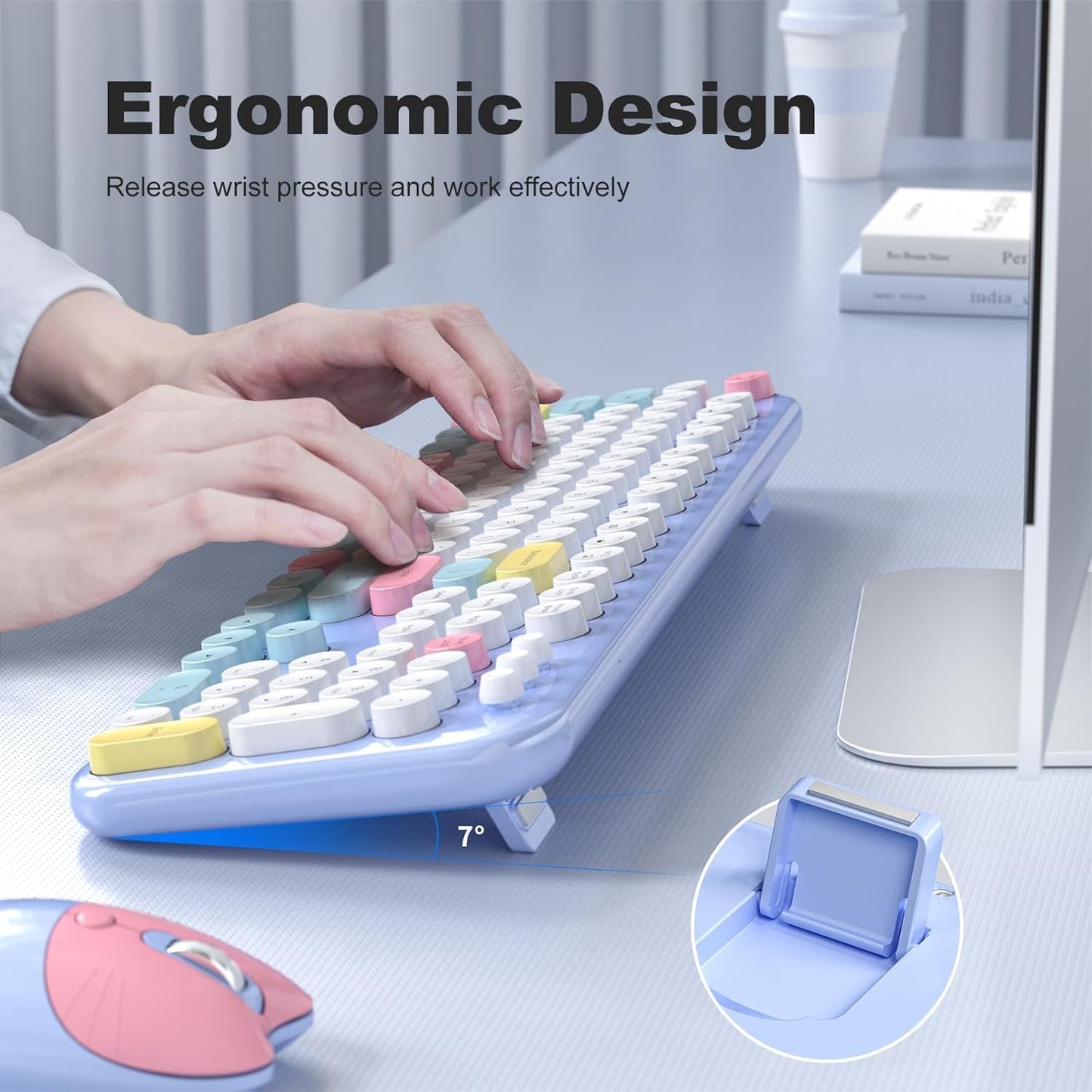 SaharaCase - Combo de teclado y mouse inalámbricos con clic silenci...