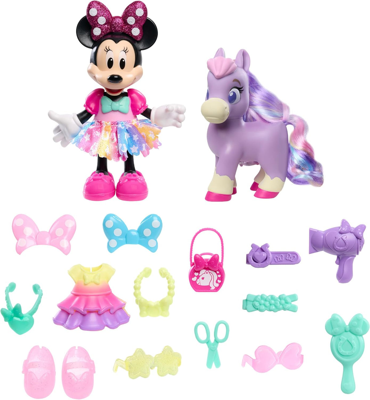 Disney Junior Minnie Mouse Groom &amp; Glam Pony Set, juego de muñe...