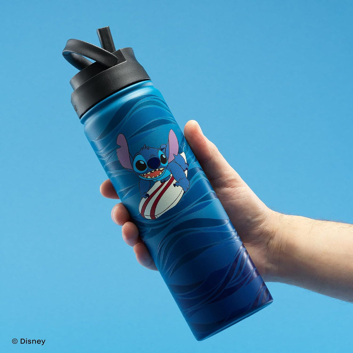 JoyJolt Disney Stitch Surf's Up - Botella de agua de acero inox...