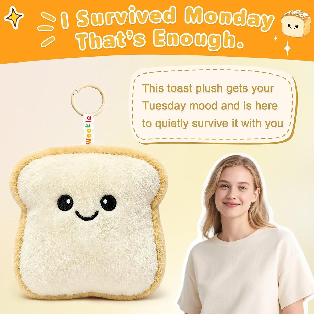 Ausener Weekie Wonders - Dije emocional para bolsa de peluche, felp...