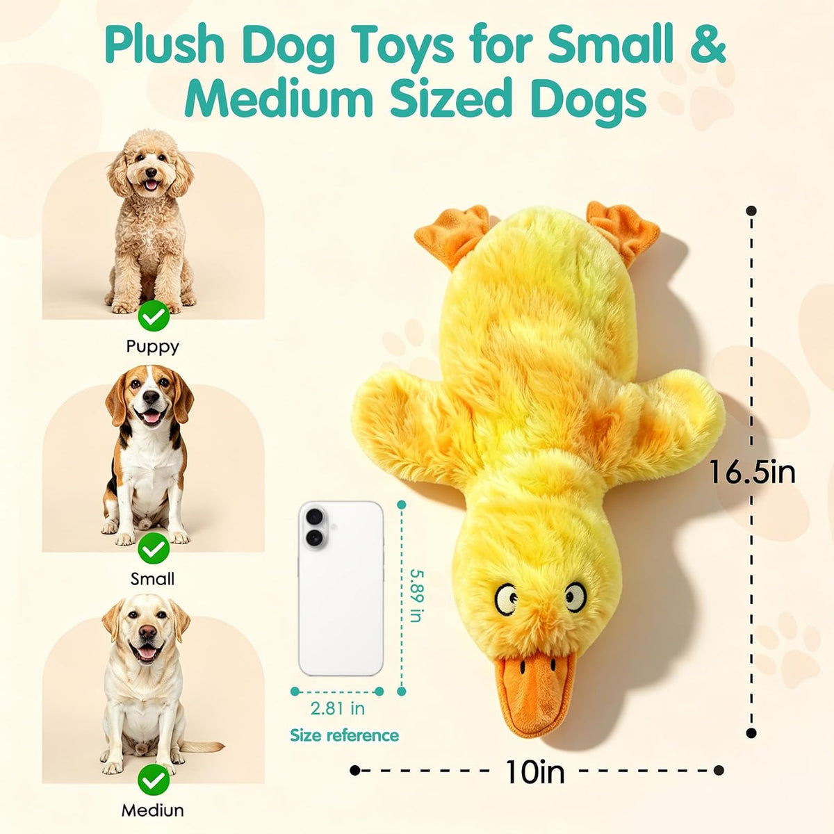 Fuufome Juguete chirriante para perro sin relleno, juguete masticab...