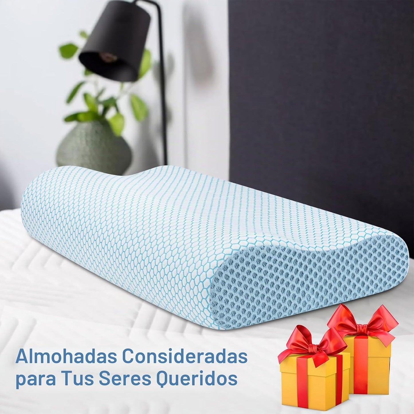 Almohada de espuma viscoelástica Anvo, almohada ortopédica cervical...