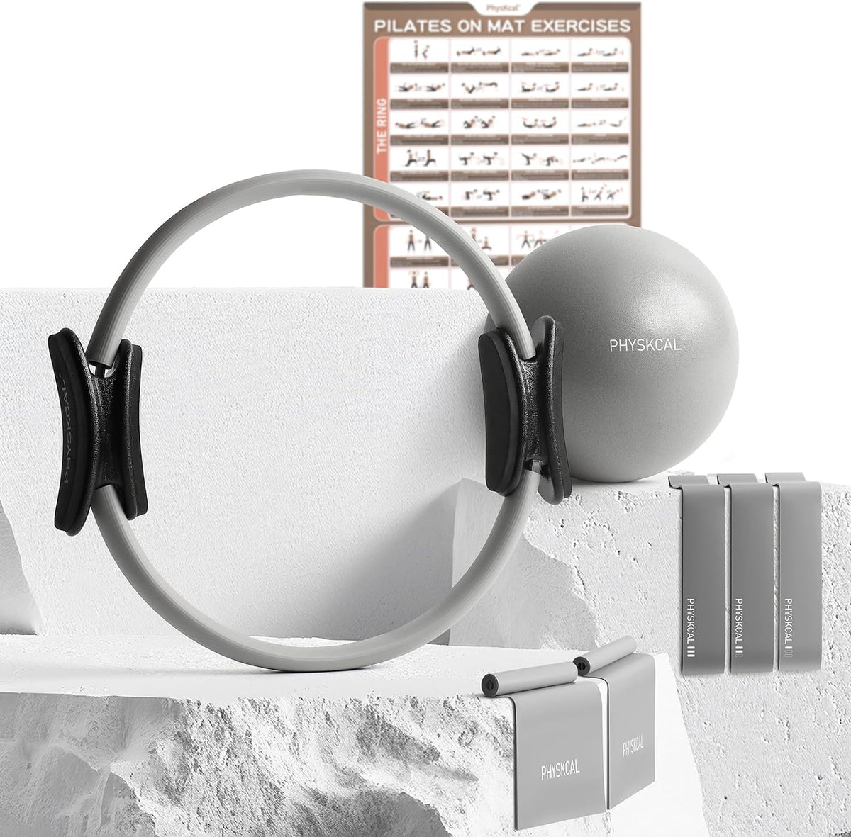 Kit de Pilates PhysKcal, anillo de pilates de 15 pulgadas con 1 bol...