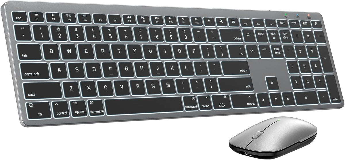 SABLUTE Teclado y mouse Bluetooth para Mac: retroiluminación de 7 c...