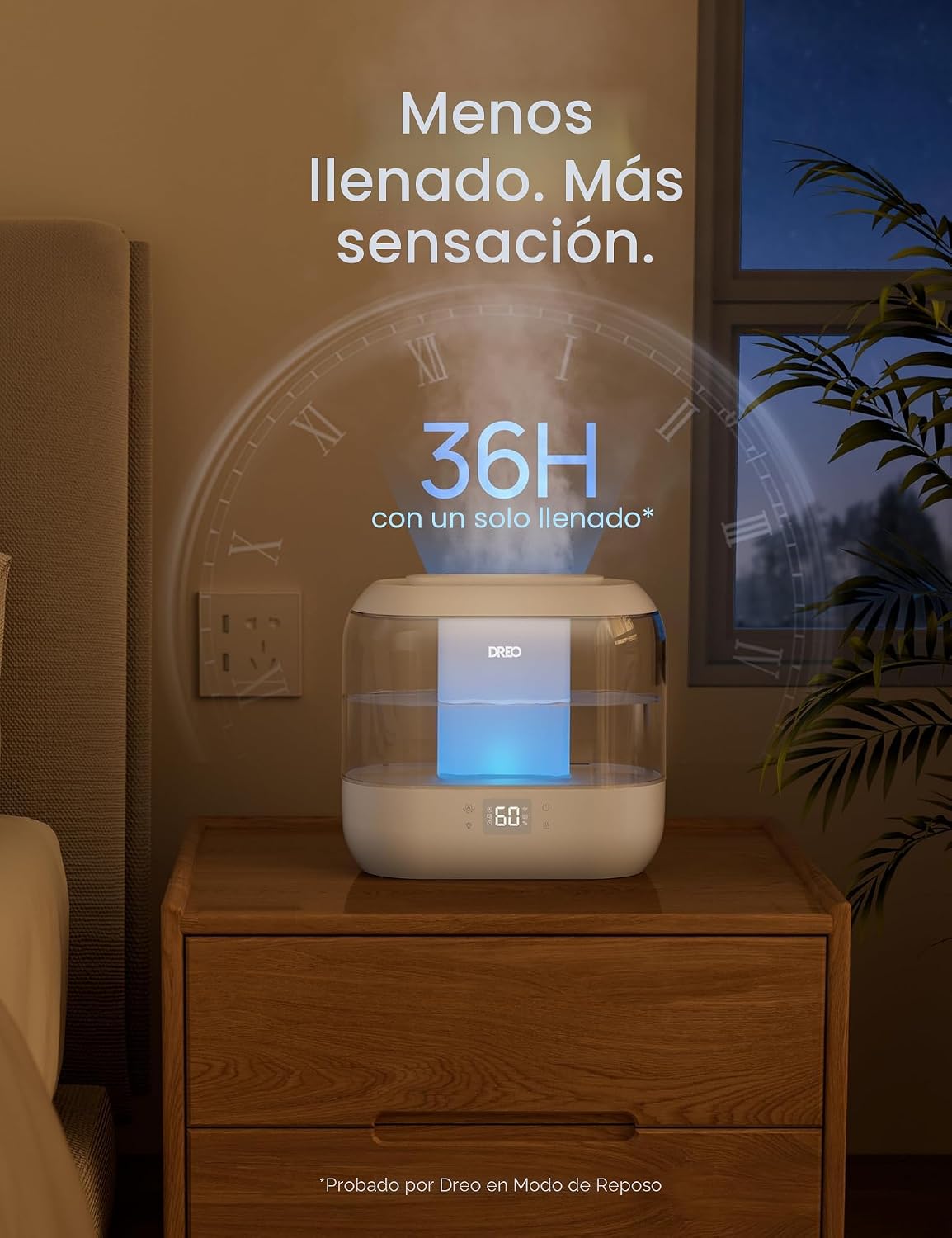 DREO Humidificadores inteligentes para dormitorio, humidificador de...